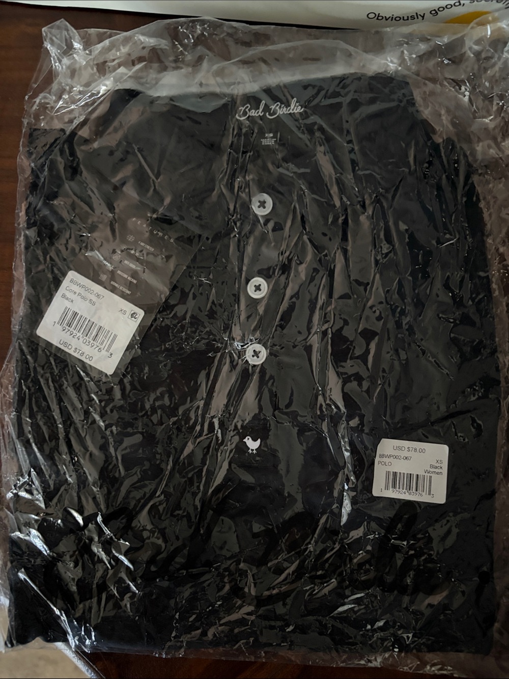 Bad Birdie Black Polo Henley - Button Placket with Logo